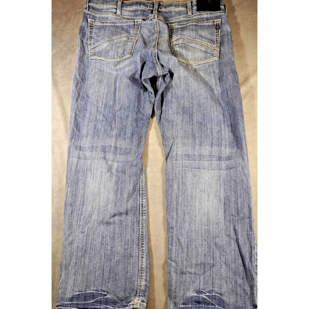 Rock‎ & Republic Jeans Mens 40x34 Blue Relaxed Straight Distressed Embroidered